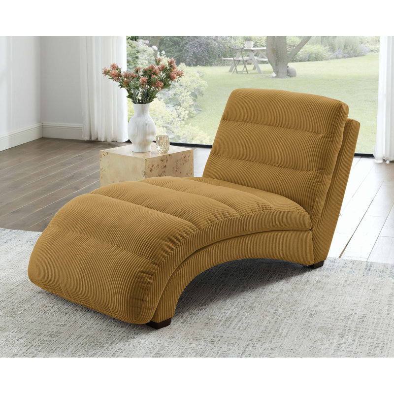 Chaise longue rembourrée Danbury, Velours côtelé gingembre