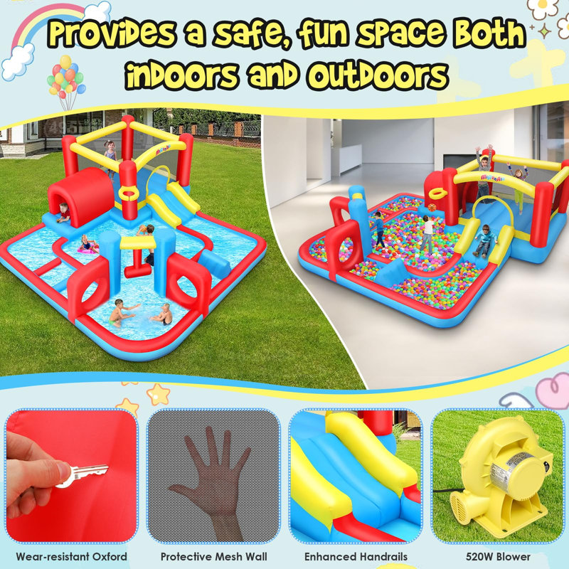 Jeu gonflable avec glissade et souffleur d'air Delia 14 pi x 14 pi