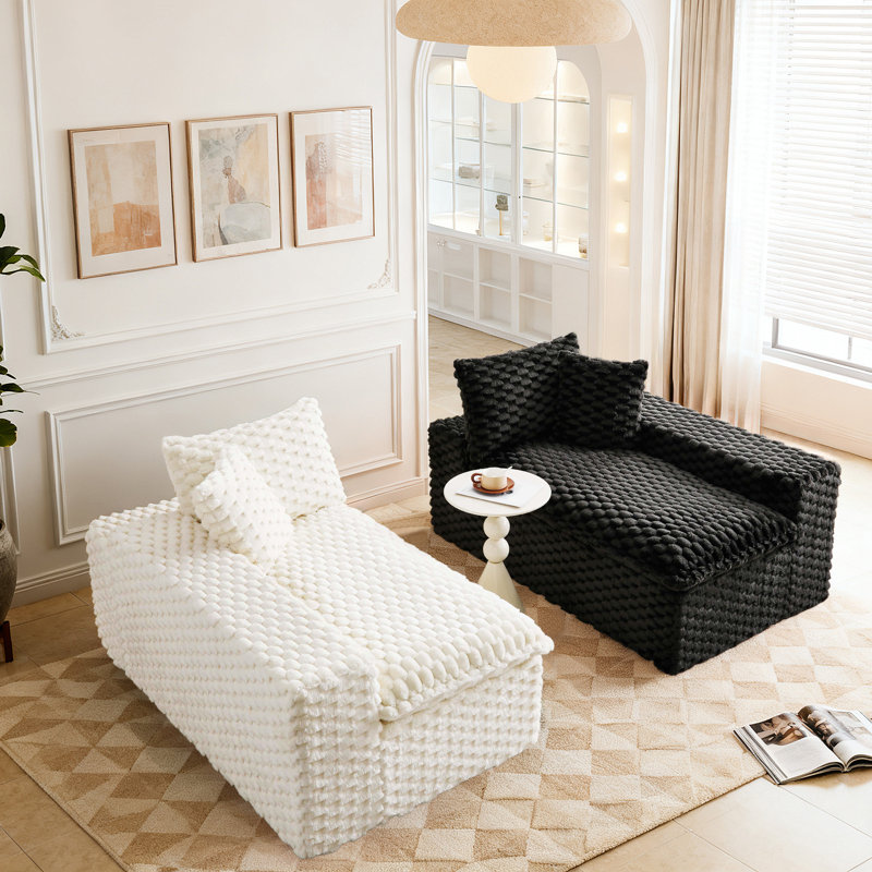 Canapé modulaire 120 po en velours multicolore, Black/White