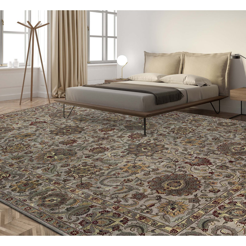 Tapis beige et beige noué à la main de haute qualité