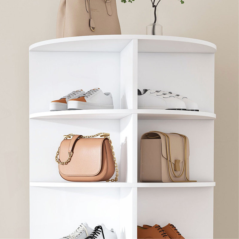 Rotating Shoe Rack Tower, 7-Tier Spinning Storage Rack, Free Standing 360° Revolving Shoe Organizer, Holds 28 Pairs Of Shoes (7-Tier,White)