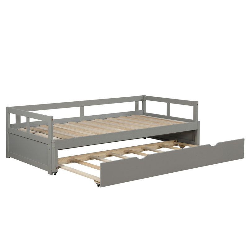 Extending Daybed With Trundle, Wooden Daybed With Trundle, Grey