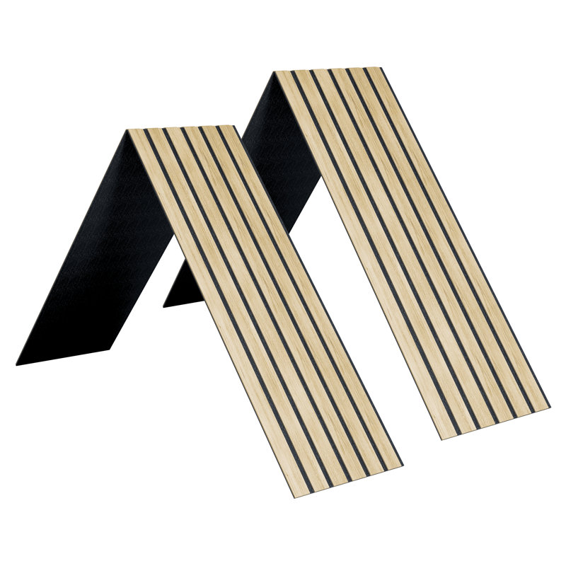Light Oak 12'' x 96'' Foldable Wall Panels with Horizontal Slats