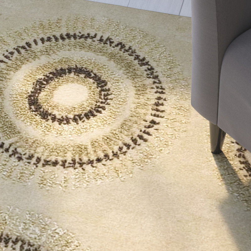 Nonia Hand Tufted Wool Geometric Rug, Square 6'