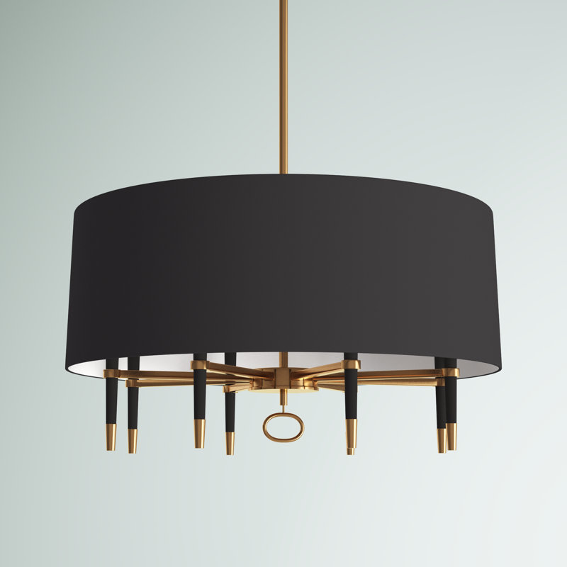 Lustre tambour unique 6 lumières Langford, Noir / bronze