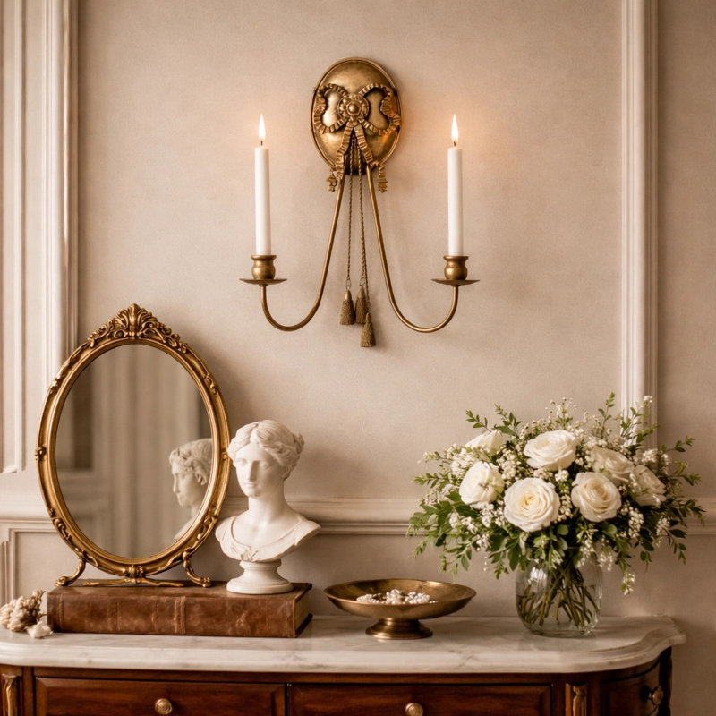 Porte-bougie mural French Ribbon Gold