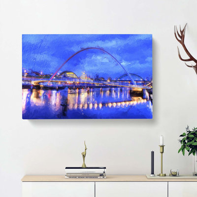 Millennium Bridge in Newcastle by Unavailable - Wrapped Canvas