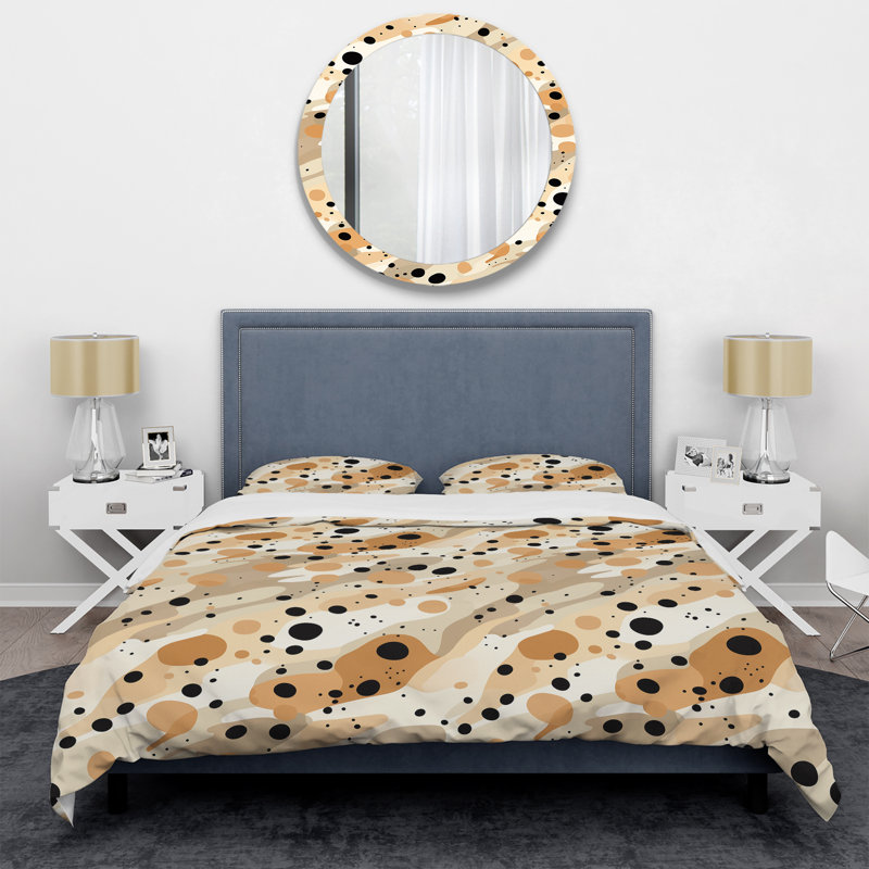 Ensemble de housse de couette en microfibre Beige Sphinx Spots I, Housse de couette pour très grand lit et 2 très