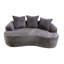 Canapé incurvé de 163 cm avec coussins à ressorts ensachés, velours côtelé gris, 3 coussins décoratifs, compact pour les petites pièces, aucun assemblage requis, velours côtelé, option d'assise compacte, nécessaire