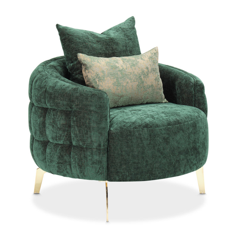 A La Carte Barrel Chair, Gold, Emerald Chenille