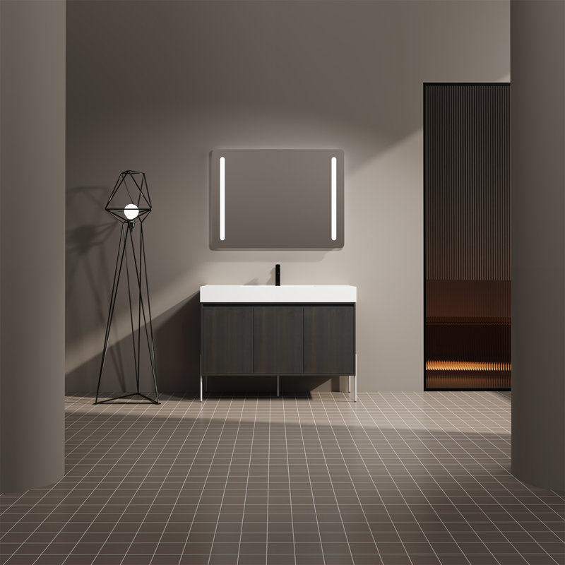 Meuble-lavabo autoportant avec lavabo en résine, 47"