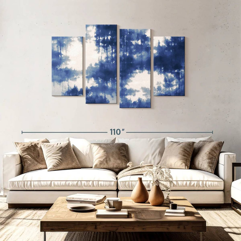 Avery Abstract Blue Forest Reflection, 48" H x 75" W