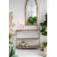 43.5X14x32" Three-Tiered White Wooden Shelving Unit With Ornate Iron Frame