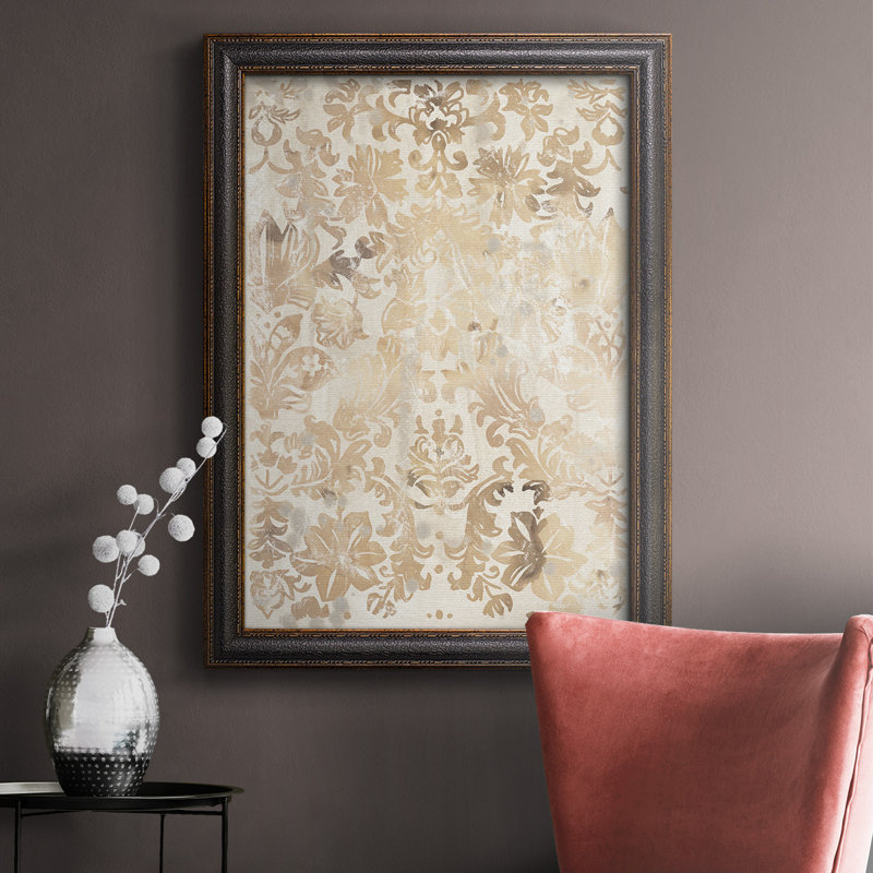 Toile encadrée noyer damassé de qualité supérieure II - prête à être accrochée, H 36 po x l 24 po x P 2,5 po