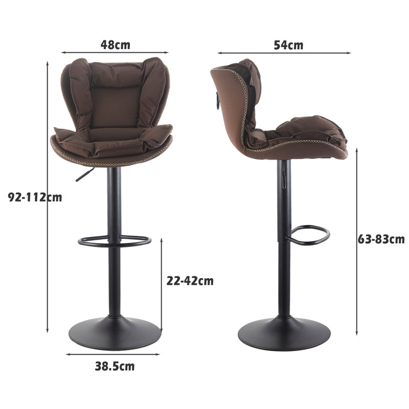Butoves Upholstered Adjustable Height Counter Stool with Metal Frame, Dark Brown