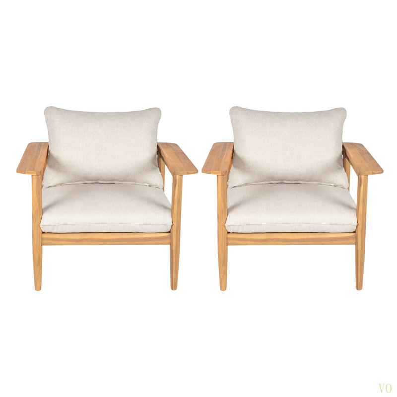 Chaise longue d'extérieur en bois d'acacia Terassi, ensemble de 2