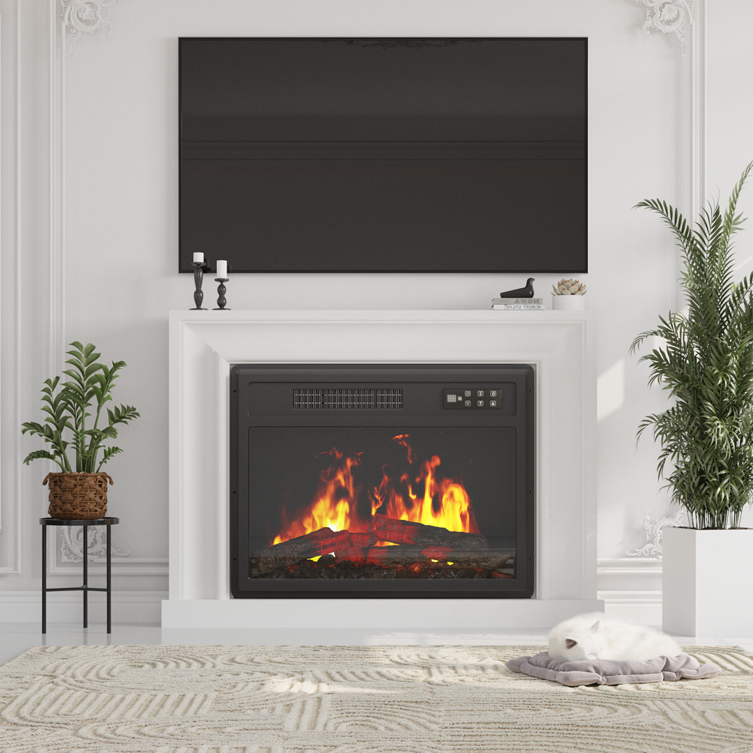 23-inch Built-in Electric Fireplace, Electric Stove With Heating, 7 Flame Colors And 5 Dynamic Flame Settings, 2-stage Heating, Led Fire Effect For Li