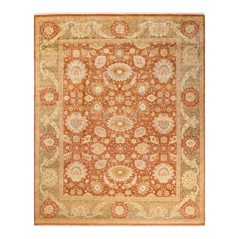 Tapis unique en bronze noué à la main de 8 pi 2 po x 10 pi 2 po Keenan