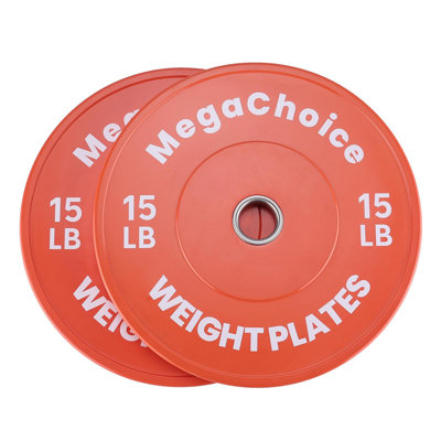 15LB Rubber Bumper Weight Plates Set 2, Bumper Plates for Weightlifting, Home Gym Strength Training