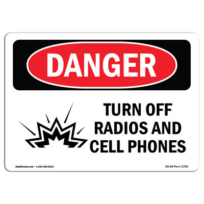 OSHA - danger, éteindre les radios et les téléphones cellulaires