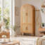 Armoire haute cintrée UNABO avec portes en rotin et étagères réglables, armoire de rangement à 4 portes-131132521