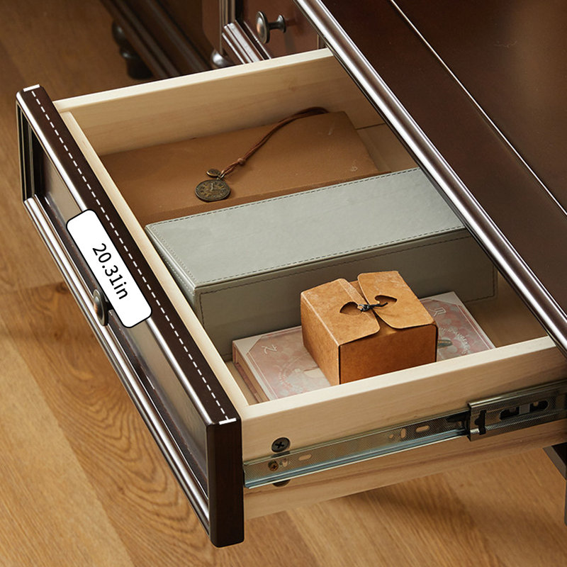 Bureau classique en bois massif brun foncé à 3 tiroirs Classic