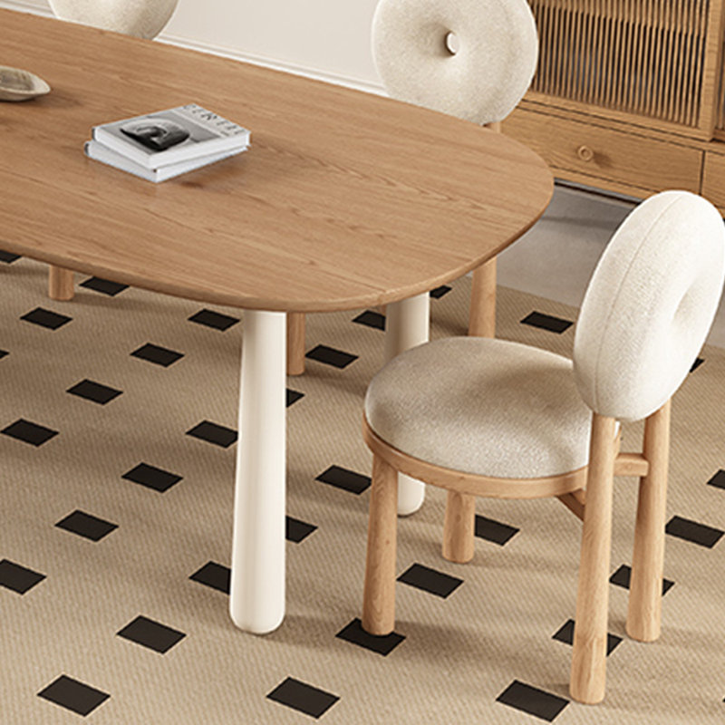 Ensemble de table de salle à manger moderne en bois massif de style crémeux, 29.52"H x 62.99"L x 31.49"W