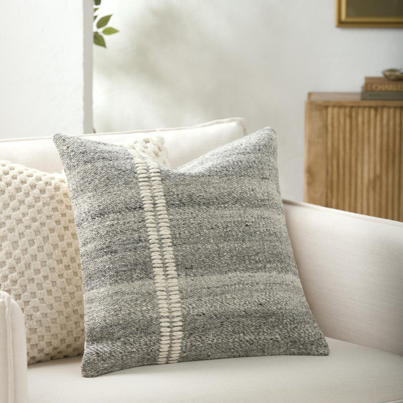 Coussin décoratif Jundah, Gris, Carré 18 po, Duvet de canard