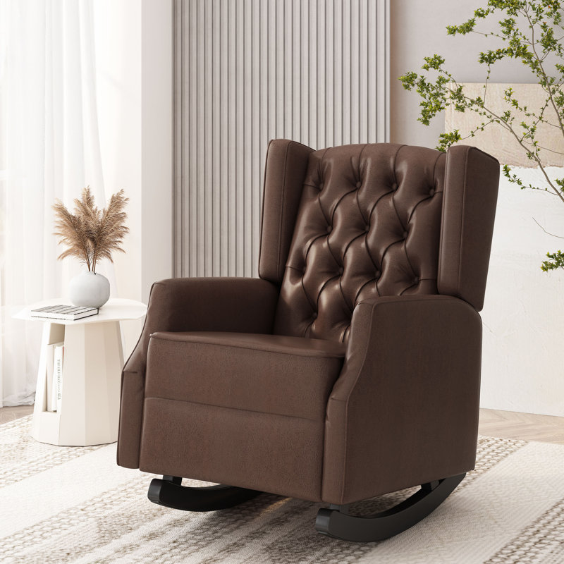 Chaise berçante rembourrée Ahlayah, Marron foncé