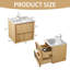Meuble-lavabo flottant 24 po avec lavabo, assemblé, façade cannelée en chêne naturel, bois massif multicouche, plateau en pierre blanche, 2 tiroirs à fermeture en douceur-1067872108
