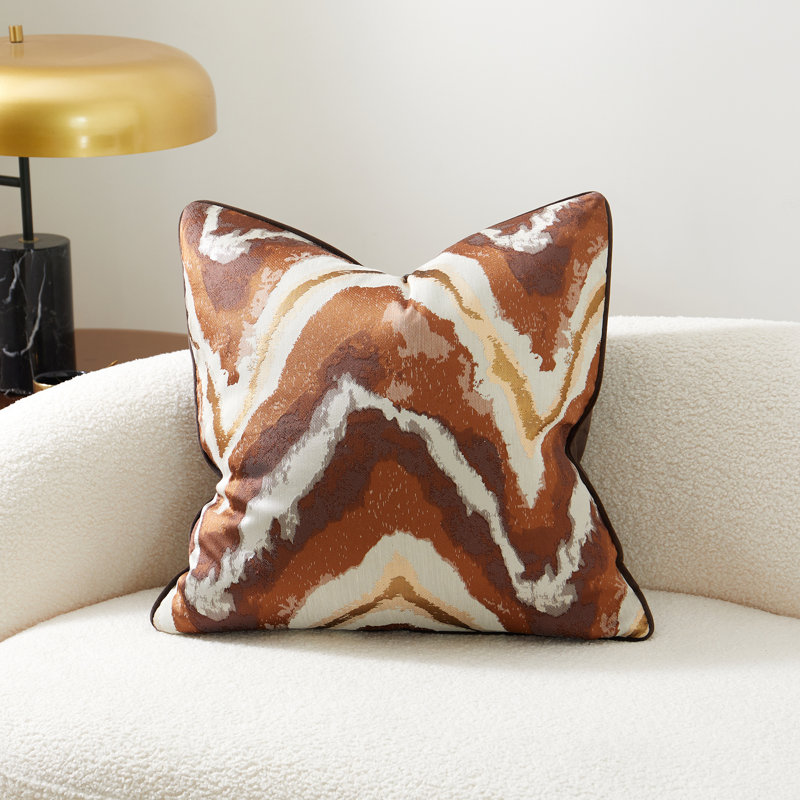Housse de coussin réversible Abstract, Brun / blanc abstrait, H 20 po x l 20 po