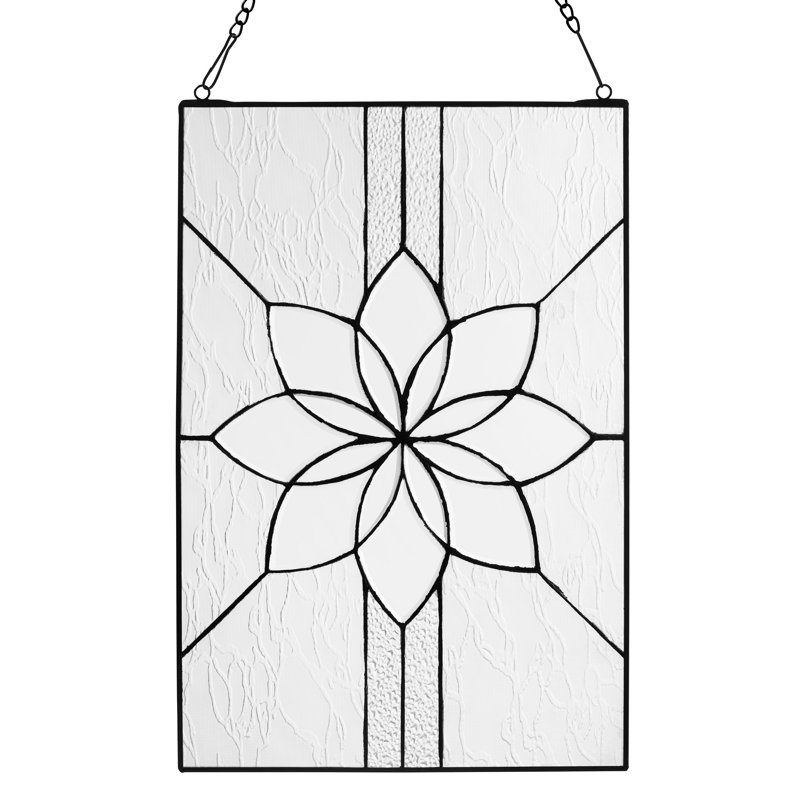 18"H Clear Floral Glass Window Panel