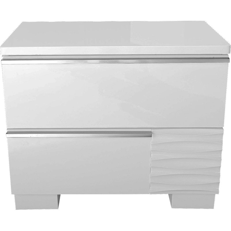 Table de chevet 2 tiroirs White Laquer