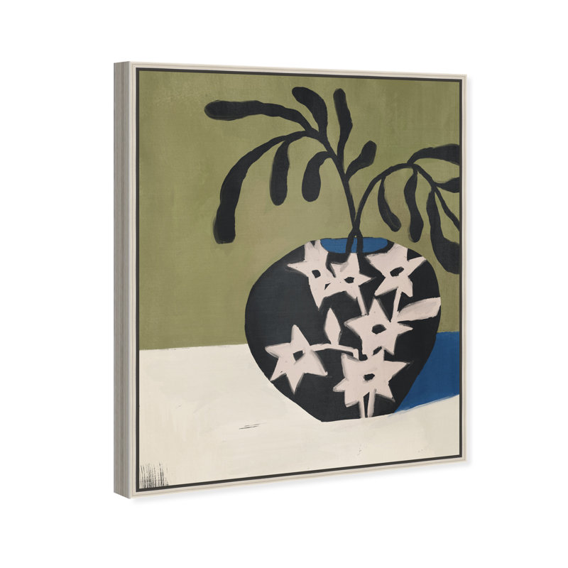 Olive Branch Vase Print by Oliver Gal, 21"H x 17"W, Silver Floater Frame