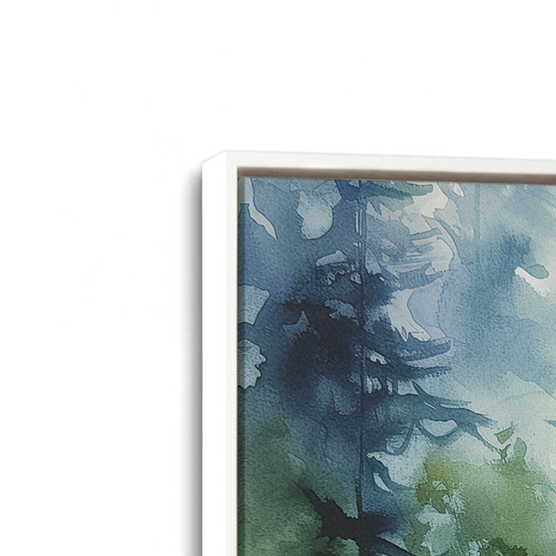 «Blue and Green Enchanted Forest», ensemble de 2, reproduction sur toile, Cadre blanc, H 16,75 po x l 16,75 po x P 1,75 po