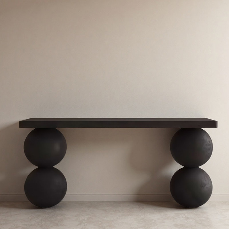 Console Mid-Century moderne en bois massif, H 27,6 po x l 63 po x P 11,8 po
