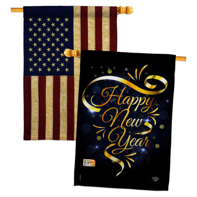 Double Sided 40'' H x 28'' W Polyester New Year's House Flag