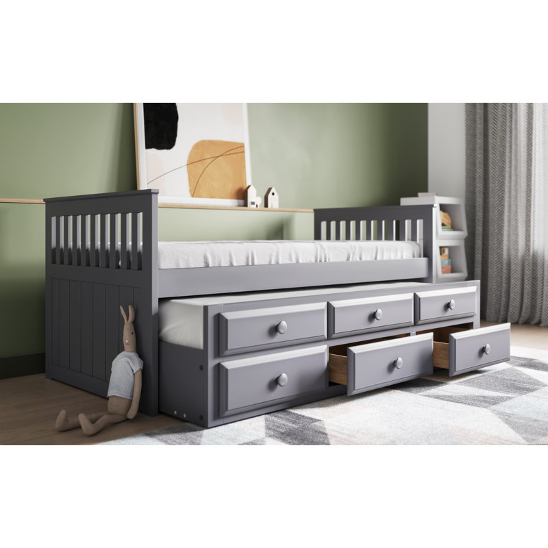 Brae 90 X 190cm Daybed with Storage Included with Trundle Included, Grey