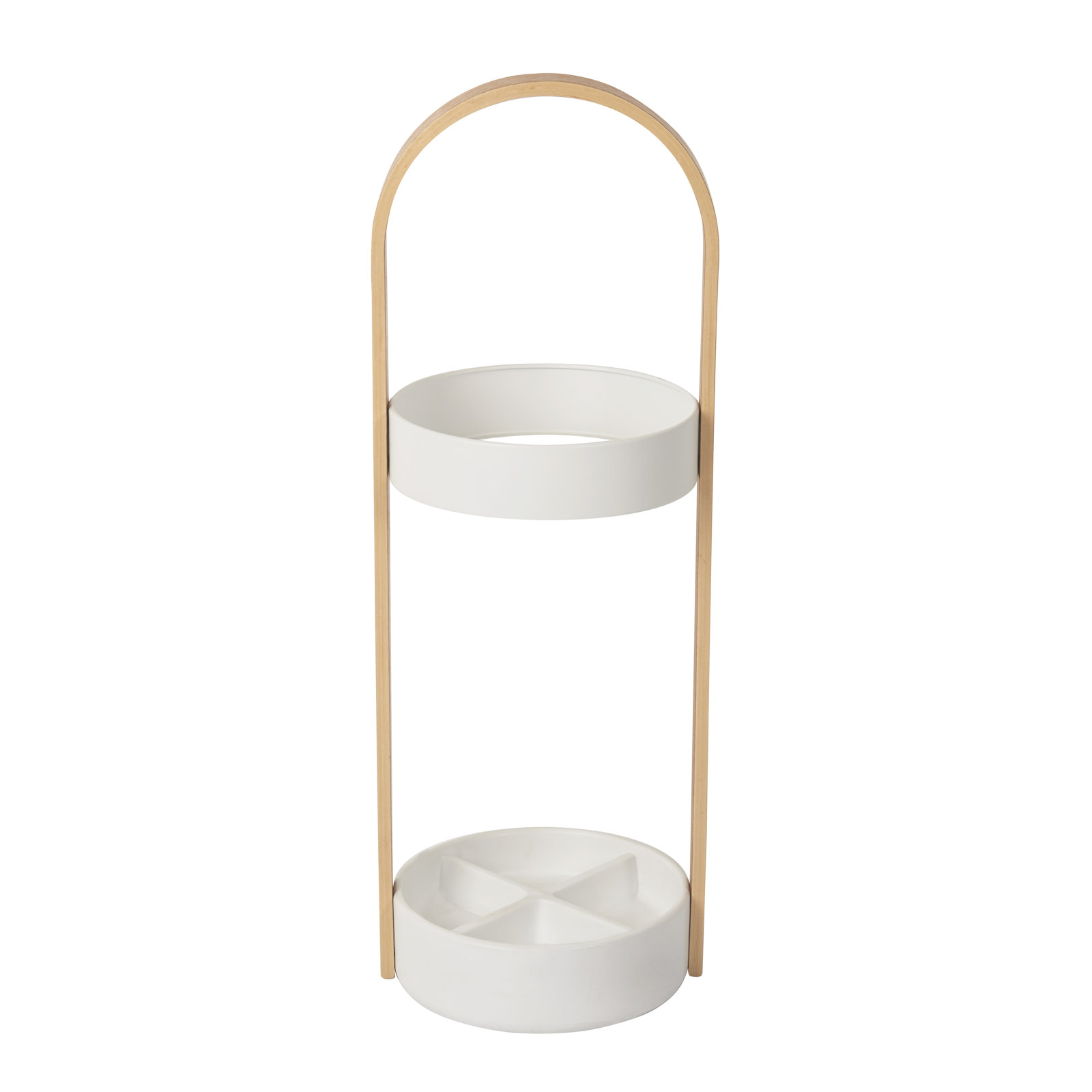 Akyah Freestanding Umbrella Stand, White/Natural