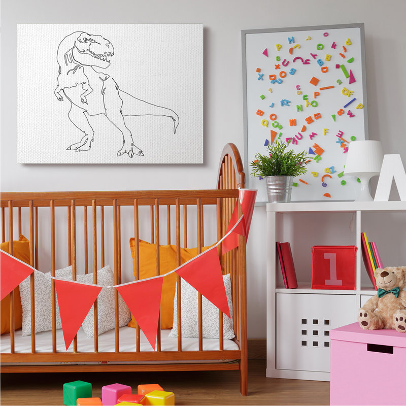 Dessin de Knap T-Rex, Toile tendue, H 36 po x l 48 po x P 1,5 po