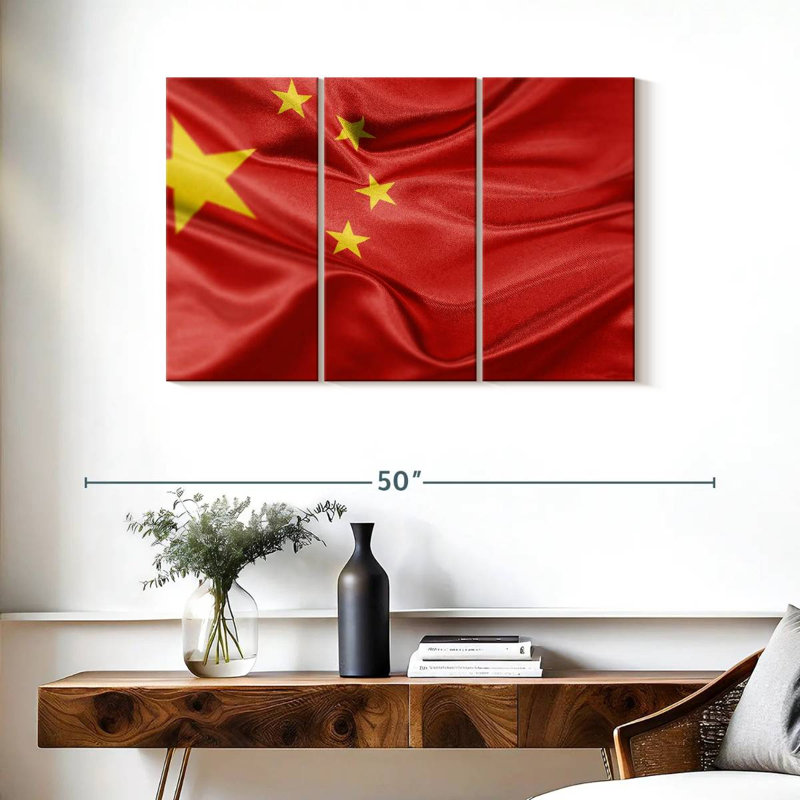 Drapeau chinois froissé, H 24 po x l 38 po