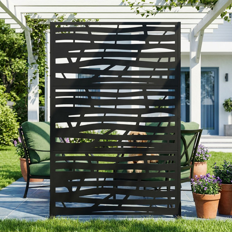 Freestanding Steel Privacy Screen Fence Panels Metal Trellis Outdoor Divider for Patio, Balcony, Backyard, Pool, Indoor Room