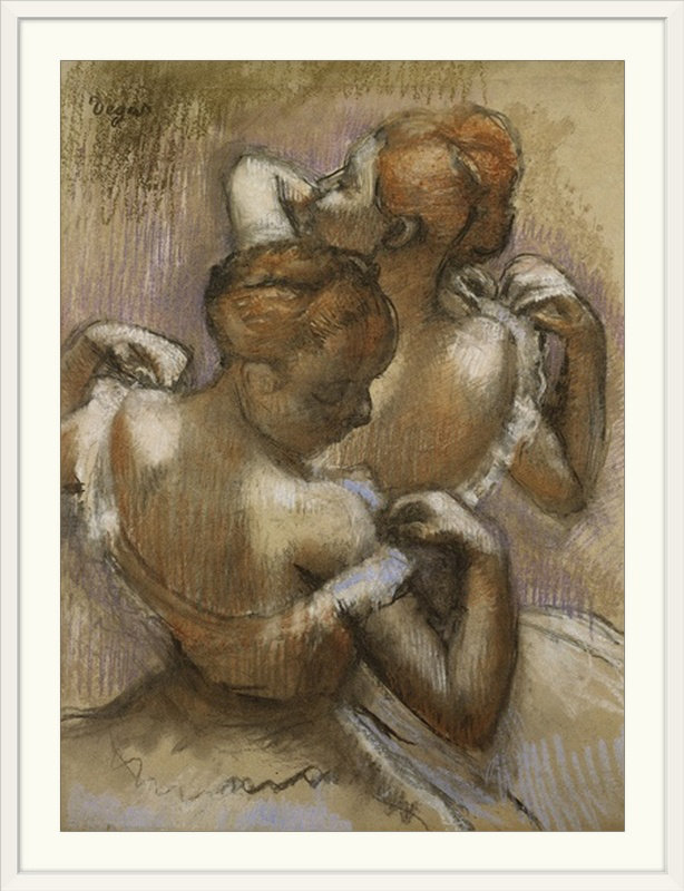 «Deux danseurs ajustant leurs bretelles», vers 1897 par Edgar Degas, reproduction d'art, H 24 po x l 18 po x P 1,25 po, Toile