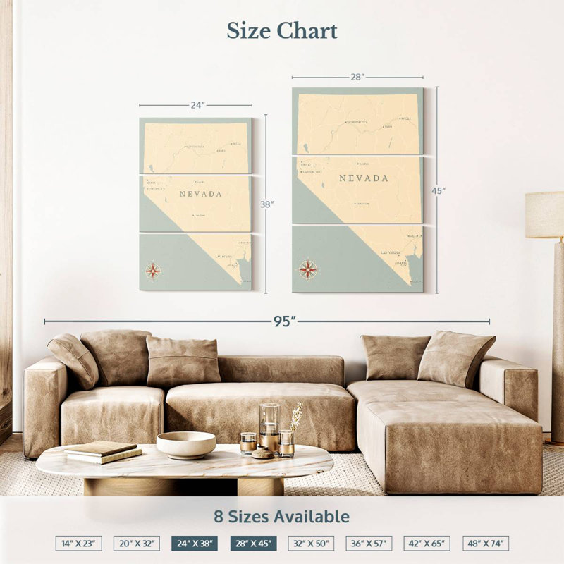 Aliaz Nevada Map, 38" H x 24" W