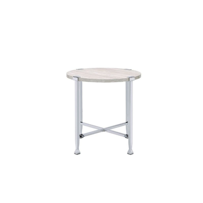 Wood Round End Table