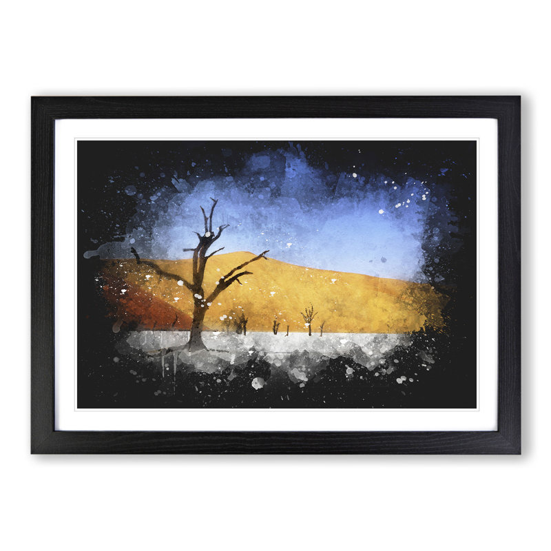 Trees in the Namibia Desert - Picture Frame Graphic Art, Black, 65cm H x 90cm W x 2cm D