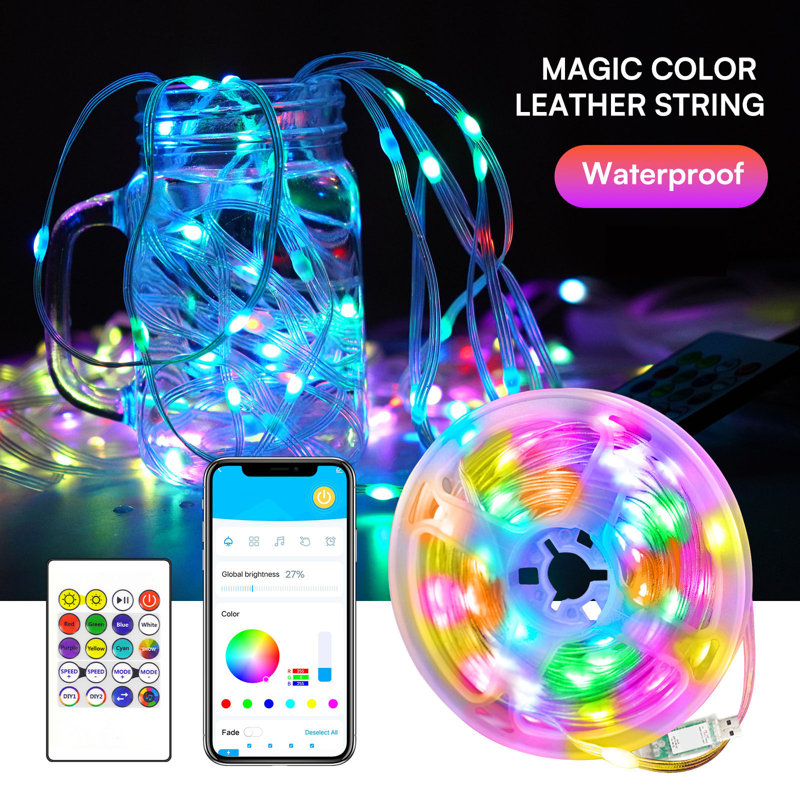 Extra Long 66ft Dreamcolor Led String Lights, Smart Rgbic Fairy Lights With Copper Wire, Music Sync & App Control For Indoor Decor
