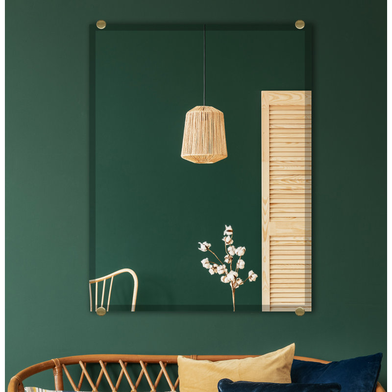 Mansell Beveled Frameless Wall Mirror, Brass, 42" H x 36" W