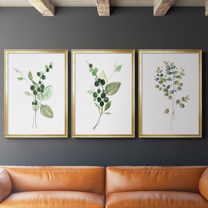 Brins vert I, toile encadrée de qualité supérieure, prête à être accrochée, Or, H 42,5 po x l 91,5 po x P 1,25 po