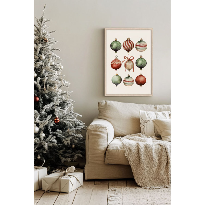 «Festive Christmas», peinture encadrée décorative de 13,0 po x 19,0 po | Cadre 100% bois massif (épaisseur: 0,8 pouce), œuvre d'art 100% MDF | Impression numérique pour des couleurs vives, décoration murale parfaite pour la maison et le bureau